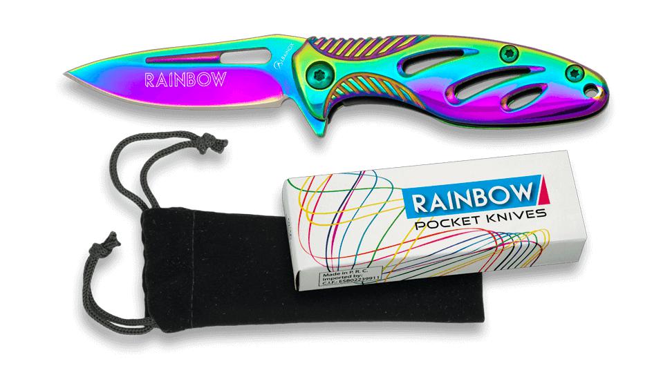 Rainbow pocket knife designed in Spain with a 5 cm blade