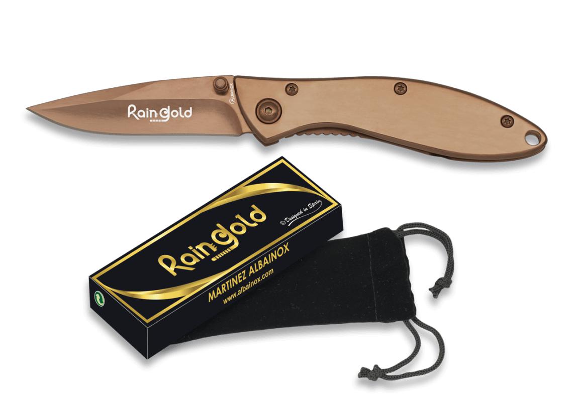 Navaja Raingold con hoja revestida de titanio de 6,6 cm, clip y f...