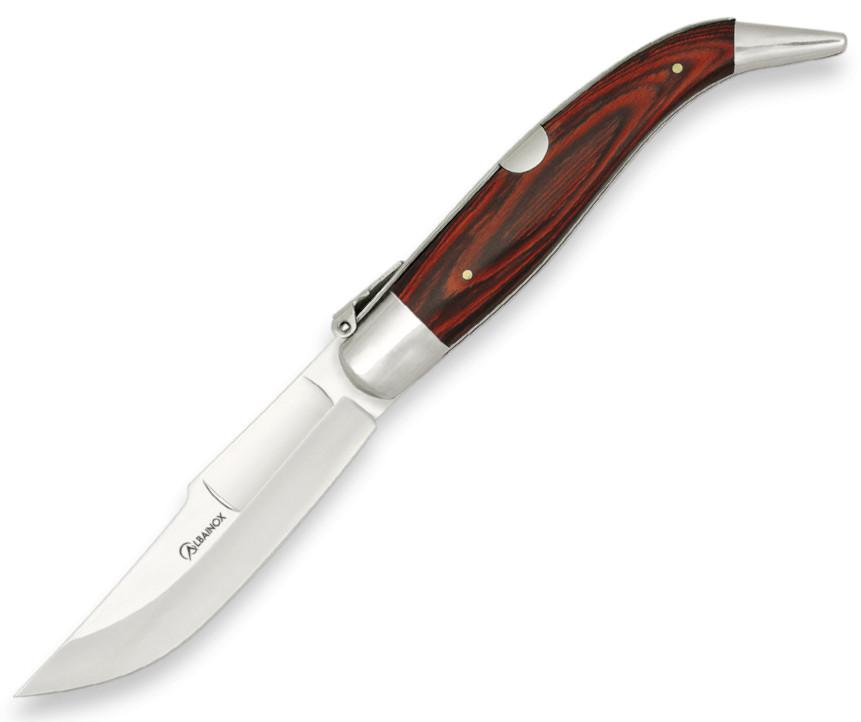 Navaja de Albainox Nº00 TEJA con mango de stamina roja, virola de...