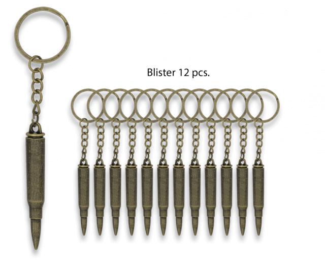 Blister 12 piezas llavero bala 
