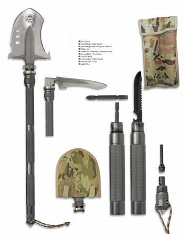 Pala profesional de supervivencia desmontable triangular con 12 u...