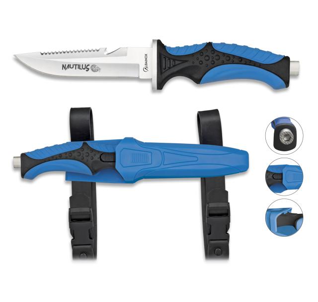 NAUTILUS Black and Blue Dive Knife