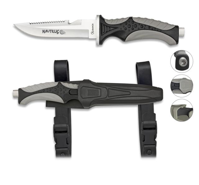 Couteau de plongée noir et gris NAUTILUS