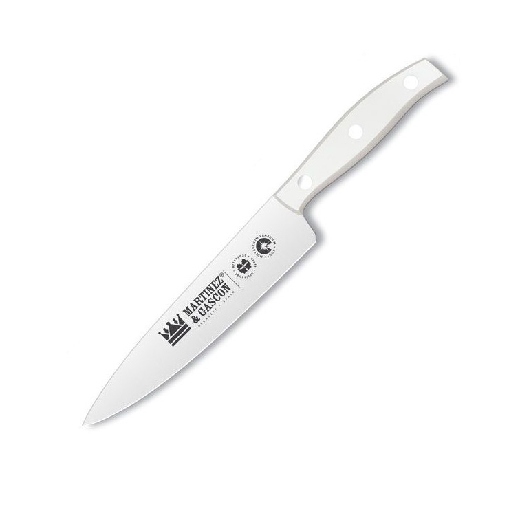 Cuchillo cocinero con hoja de 15 cm y mango de POM blanco Martine...