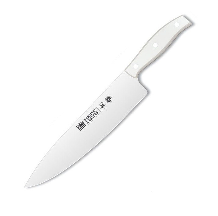 Cuchillo cocinero con hoja de 25 cm y mango de POM blanco Martine...