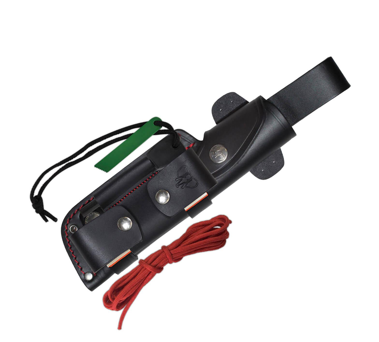 Couteau Cudeman MT1. Manche en micarta noir. Étui en cuir. Kit complet