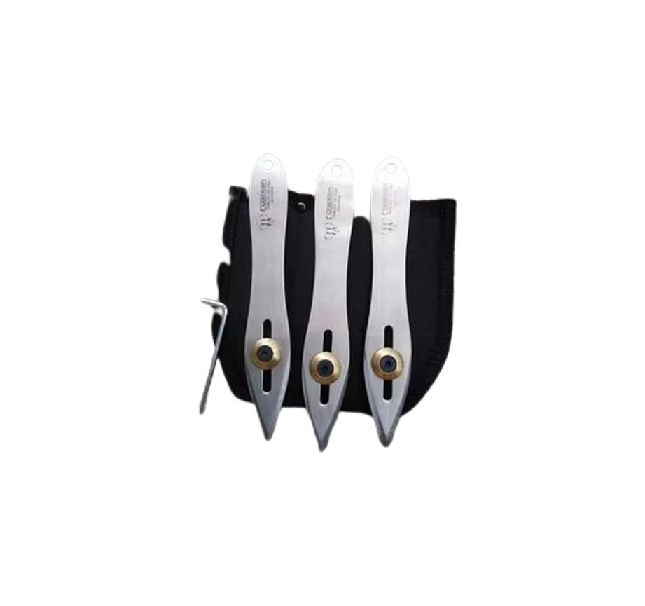 Set de 3 cuchillos lanzadores grises Cudeman. 15 cm