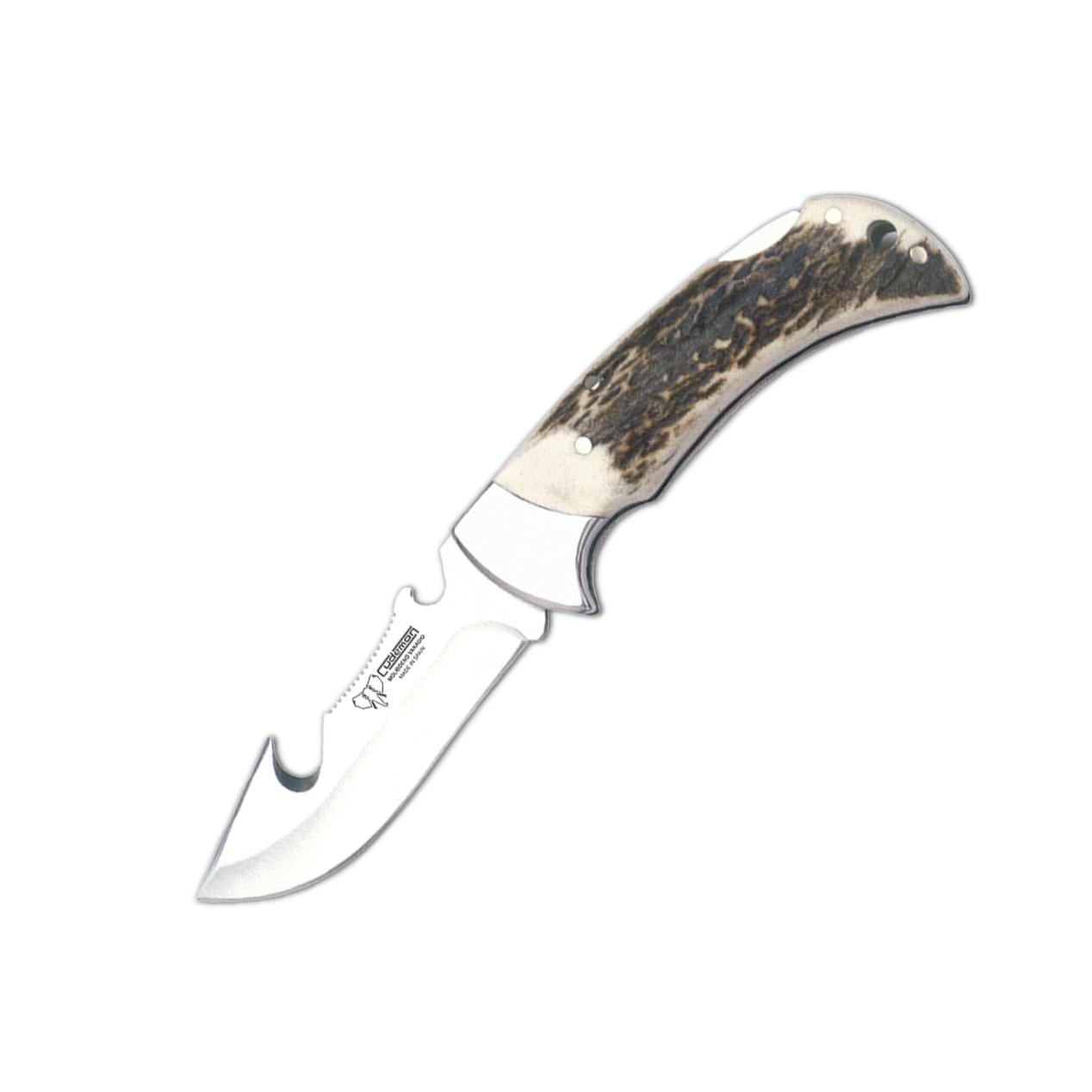 Couteau de poche de chasse Cudeman avec manche en corne de cerf. ...