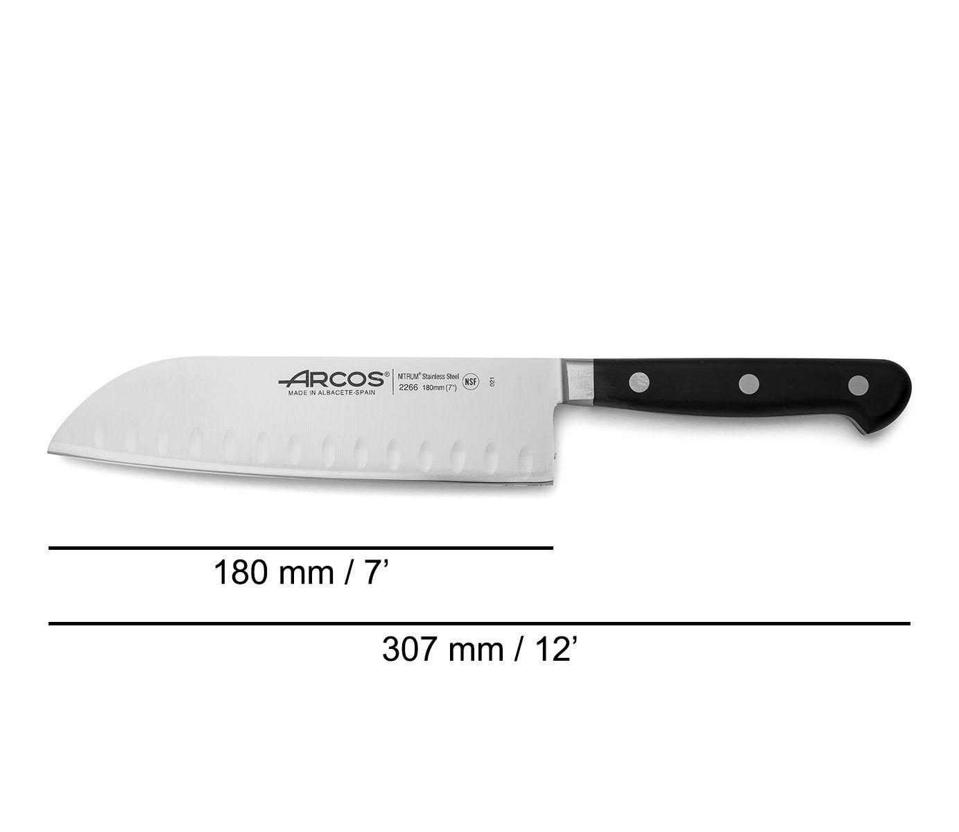 Cuchillo santoku de 18 cm con mango de polipropileno negro Arcos Opera