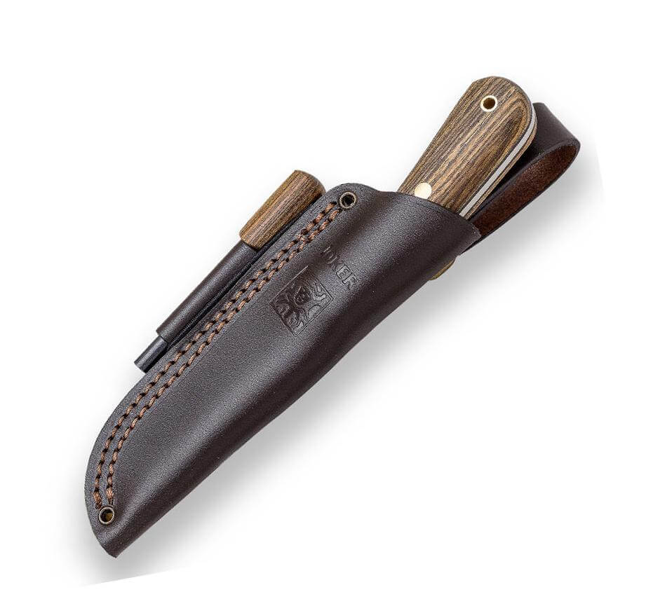 Coltello Joker Montañero con manico in legno bocote con pietra focaia