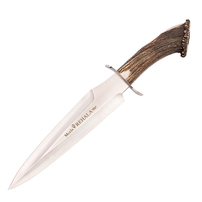 Cuchillo de caza Muela Rehala con mango de asta de ciervo con ros...