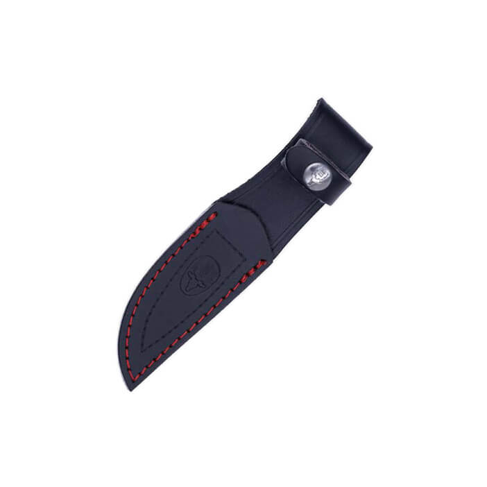 Cuchillo Muela Terrier cachas de micarta negra con funda de cuero