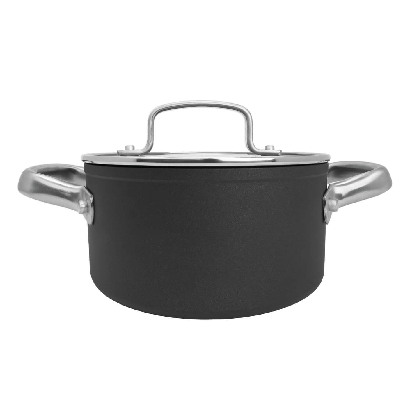 Samoa Antihaft-Kochtopf 16 cm schwarz mit Deckel