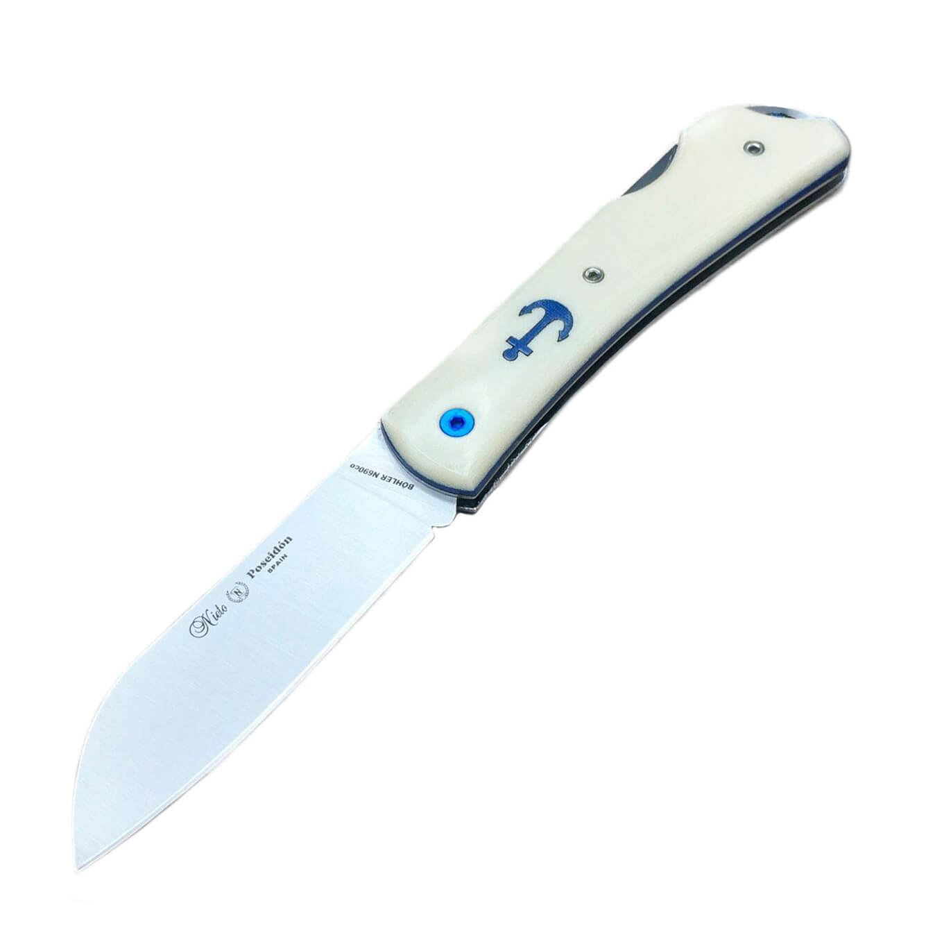 Navaja marinera Nieto Poseidón con Cachas de micarta blanca