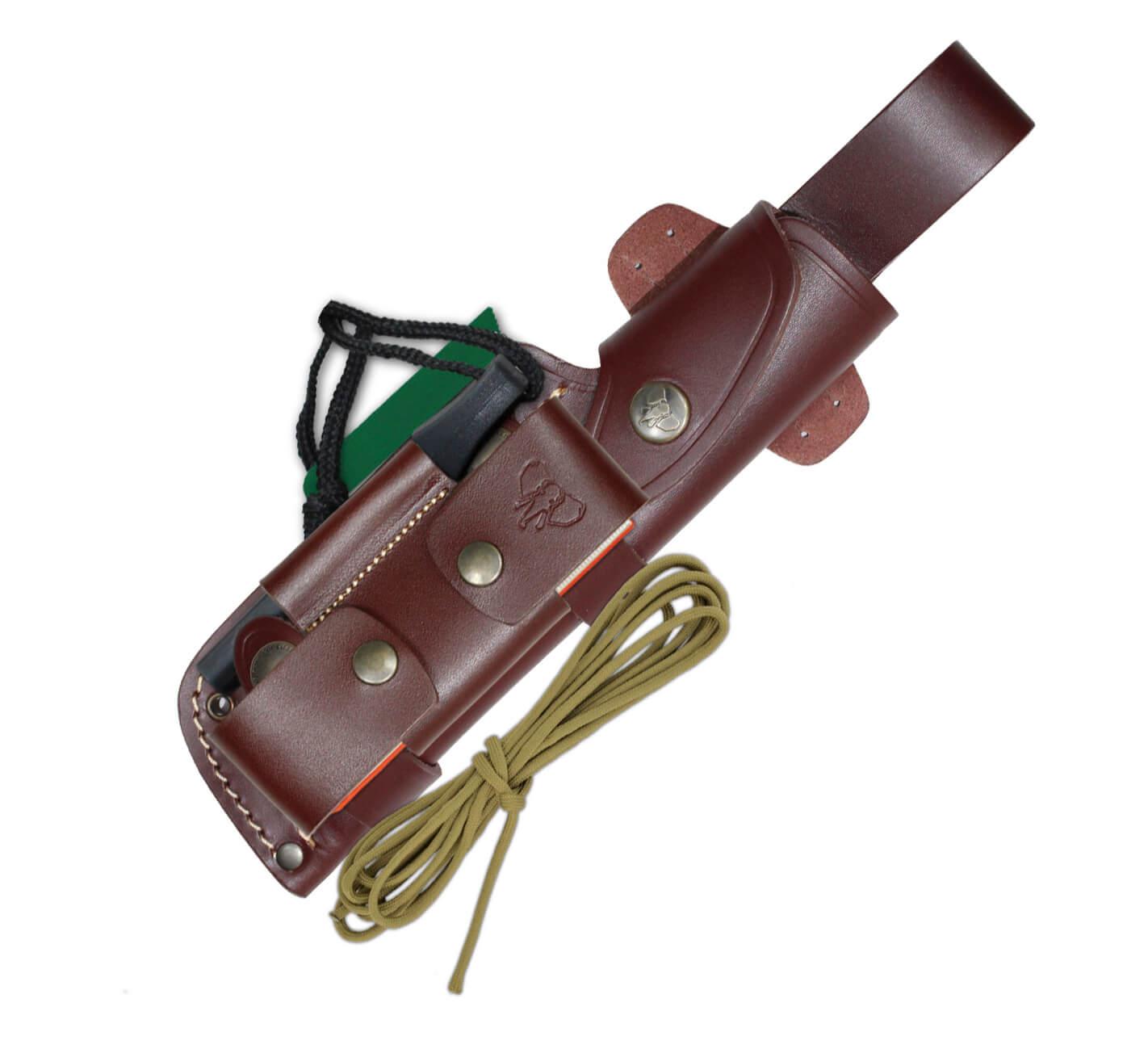 Couteau MT5 Cudeman. Manche en toile micarta. Acier Böhler N-695. Etui en cuir avec kit complet