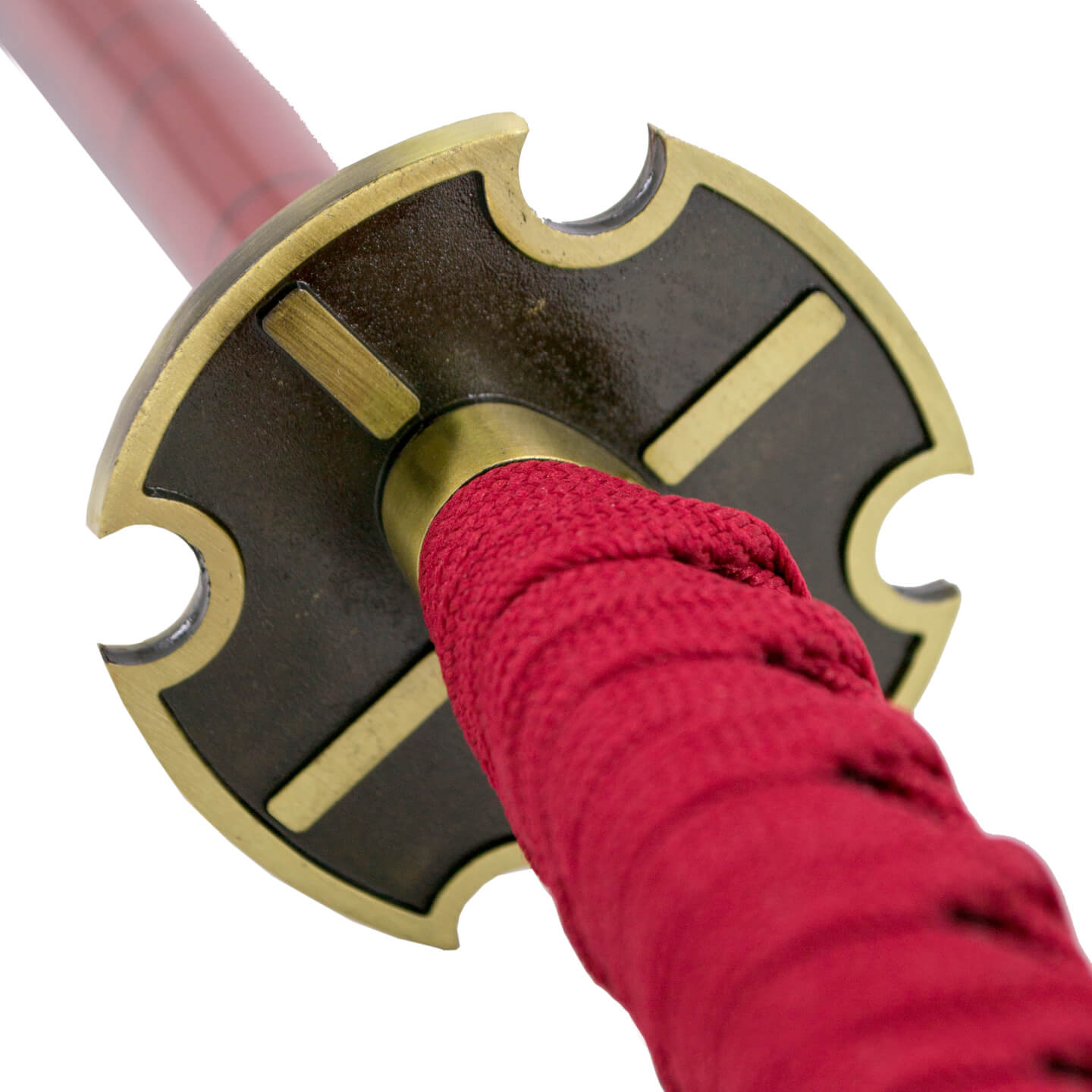 Katana Sandai Kitetsu de Zoro de One Piece con puño y vaina burdeos