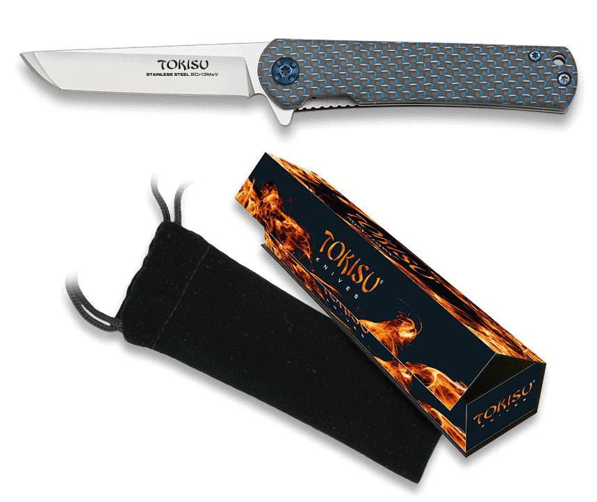 Navaja TOKISU, con hoja de 7.20 cm y mango de G10 y Fibra Carbono...