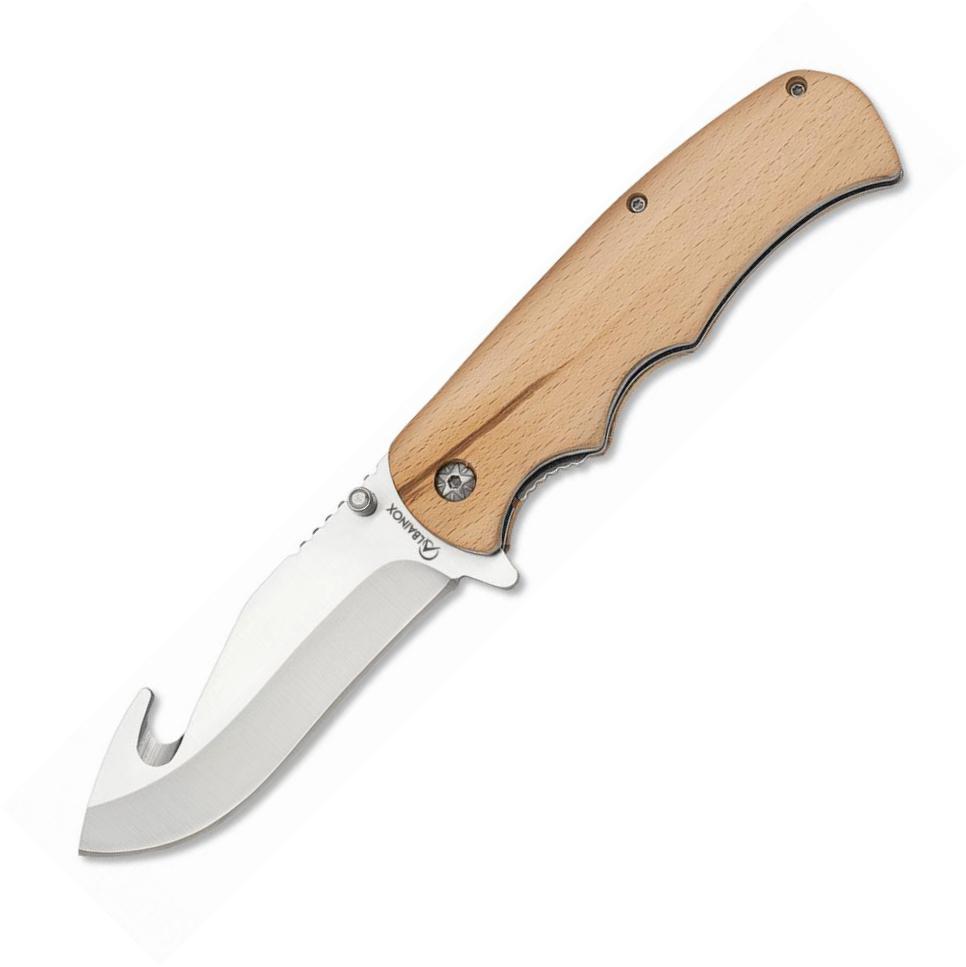 Navaja Albainox con mango de madera natural y hoja skinner uso pr...