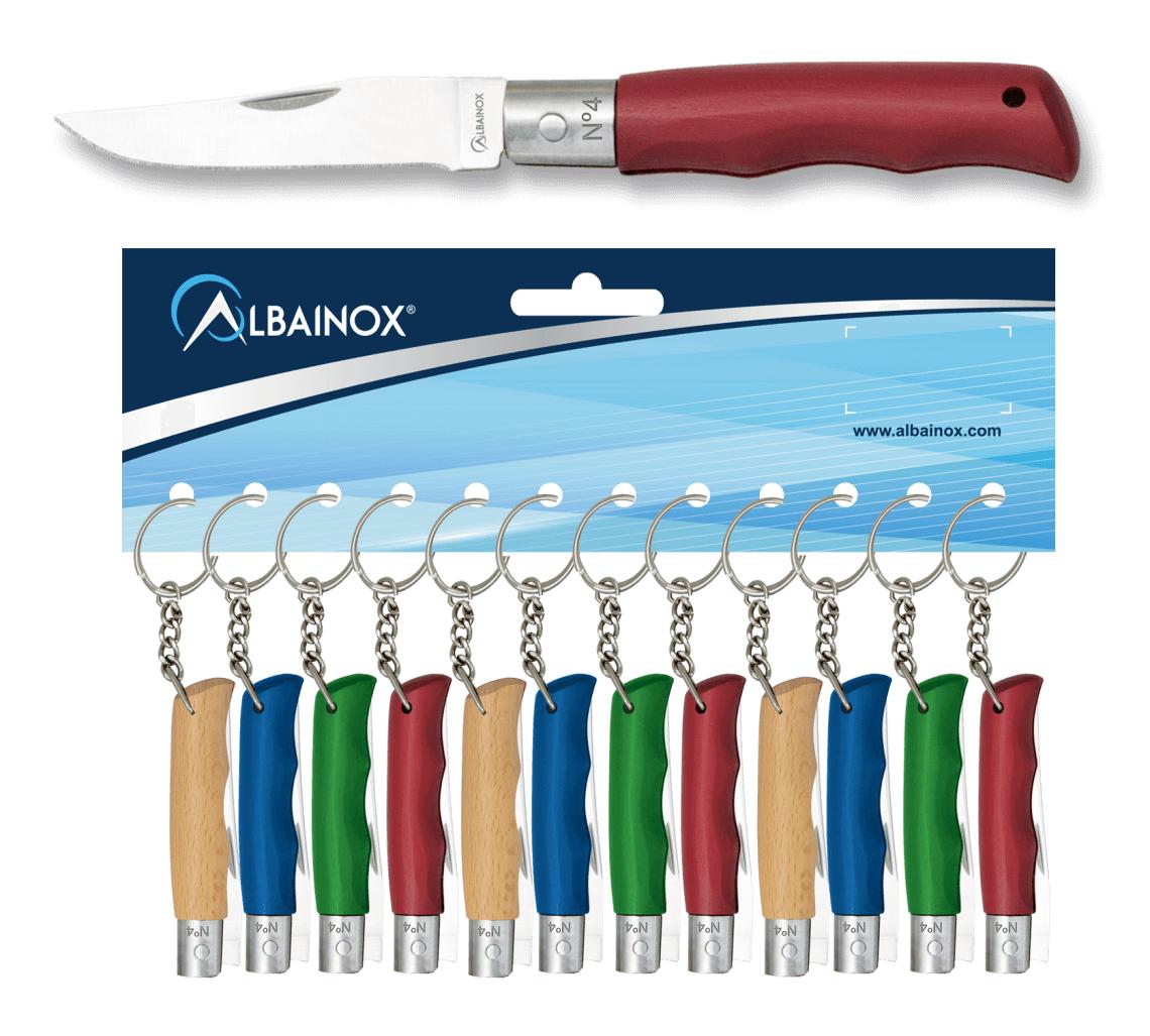 Blister 12 Navajas en cuatro colores, mango de madera y hoja de 5...