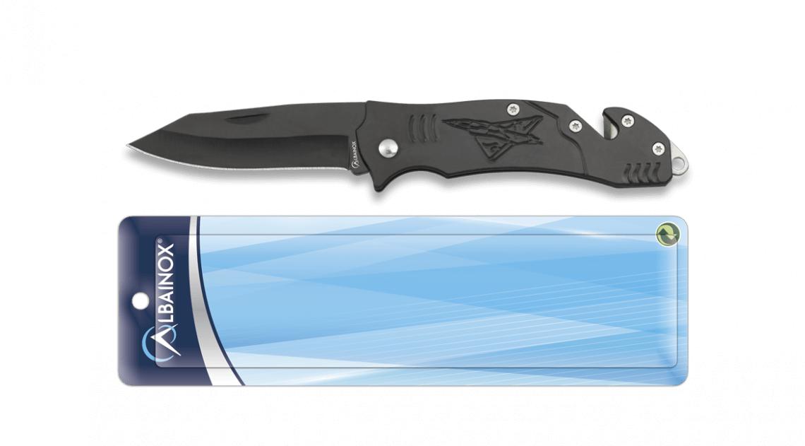 Navaja Albainox presentada en blíster, hoja de acero inoxidable d...