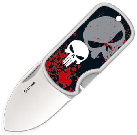 Coltello teschio 3D, con clip e lama da 4 cm