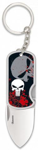 Mini coltellino 3D con teschio, clip e portachiavi Albainox