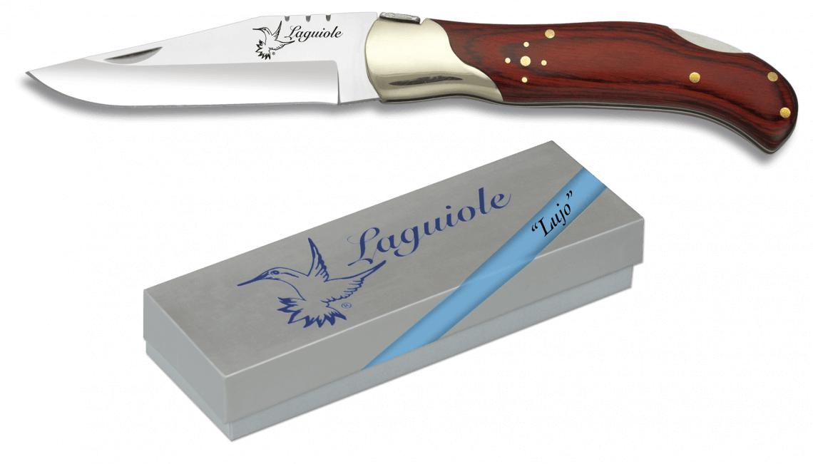 Albainox Laguiole pocket knife presented in a box with red stamin...