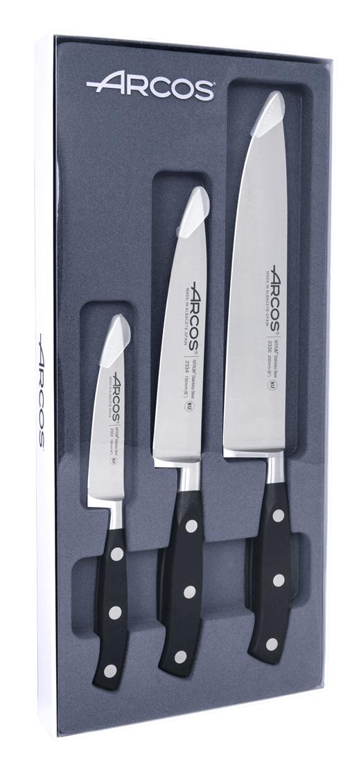 Set de 3 cuchillos de cocina serie Riviera Negra