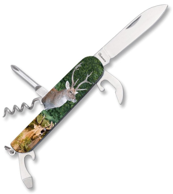 Canivete multifuncional com impressão 3D de veados em ambos os la...