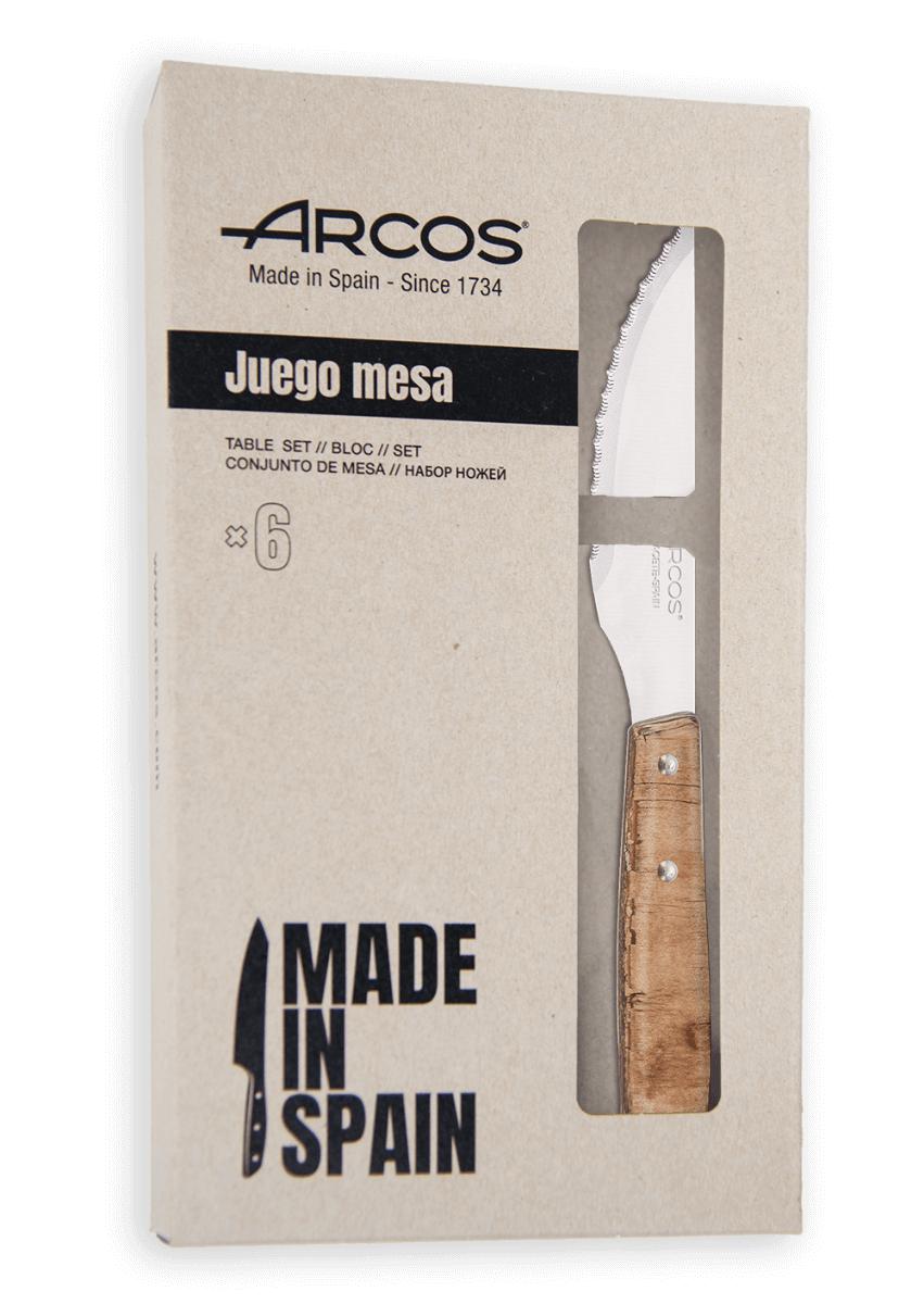 Set of 6 Arcos compressed poplar wood steak knives