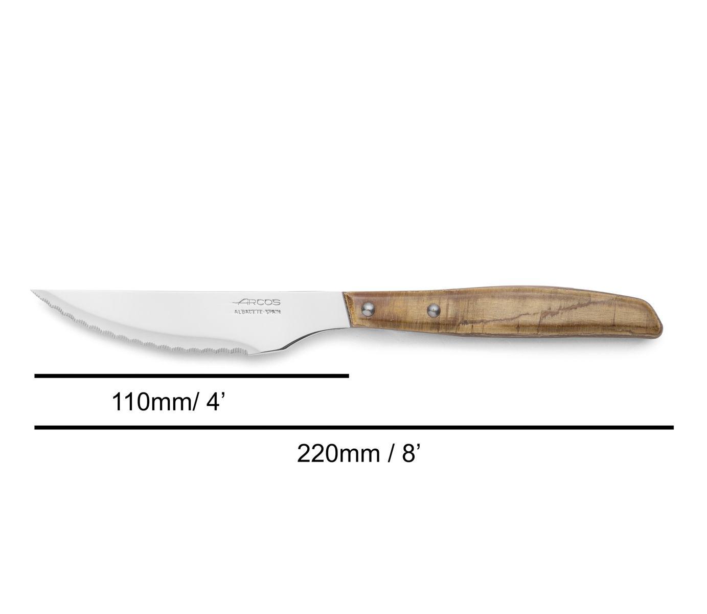Set of 6 Arcos compressed poplar wood steak knives
