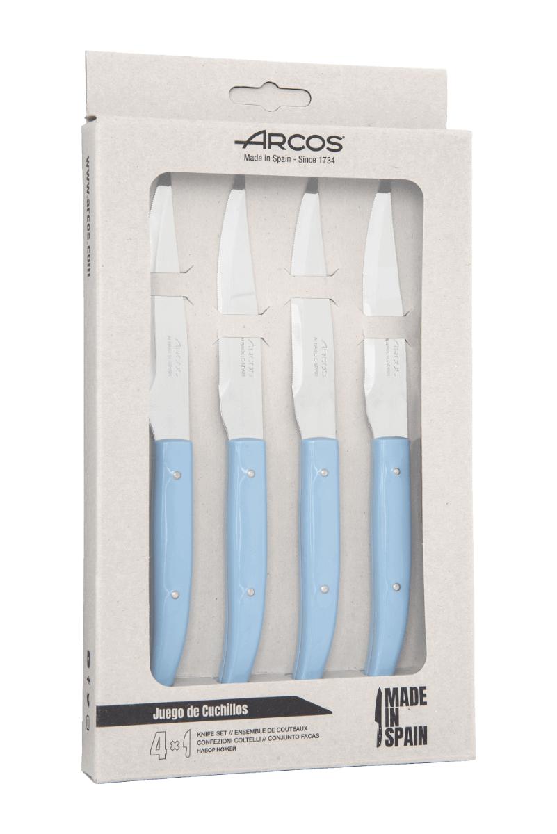 Satz von 4 Tafelmessern The Origin 1734 mit blauen Griffen
