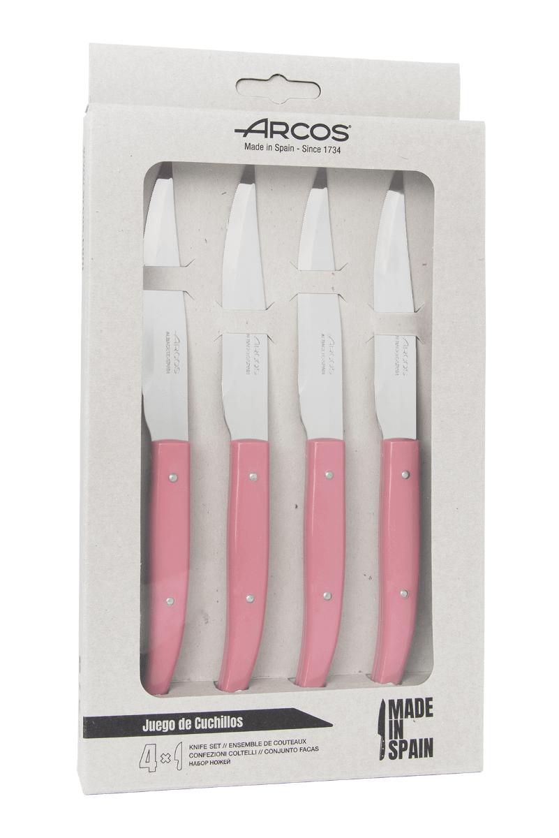 Set de 4 cuchillos de mesa The Origin 1734 con mango color rosa