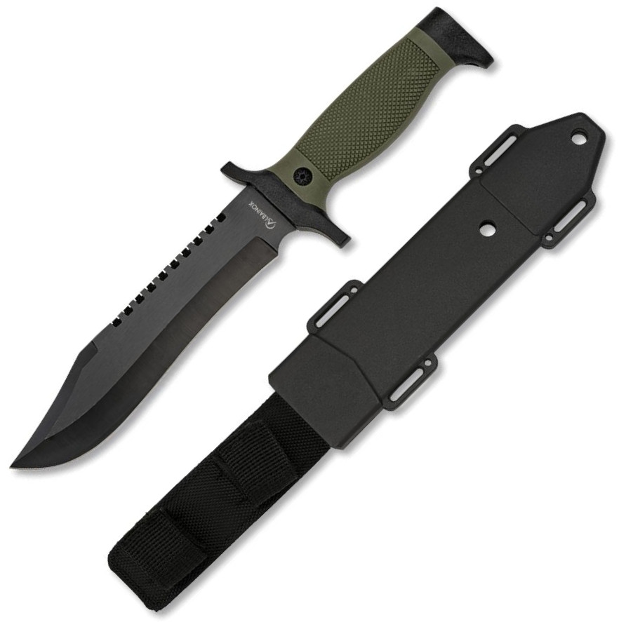 Coltello tattico Albainox Black Bear con impugnatura in gomma e A...