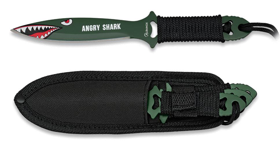 Lanzador Albainox Angry Shark con hoja de 11.5 cm. Set 3 piezas