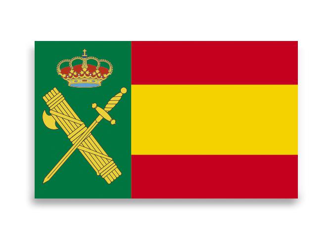 Pegatinas pequeñas de la bandera de España con la Guardia Civil, ...