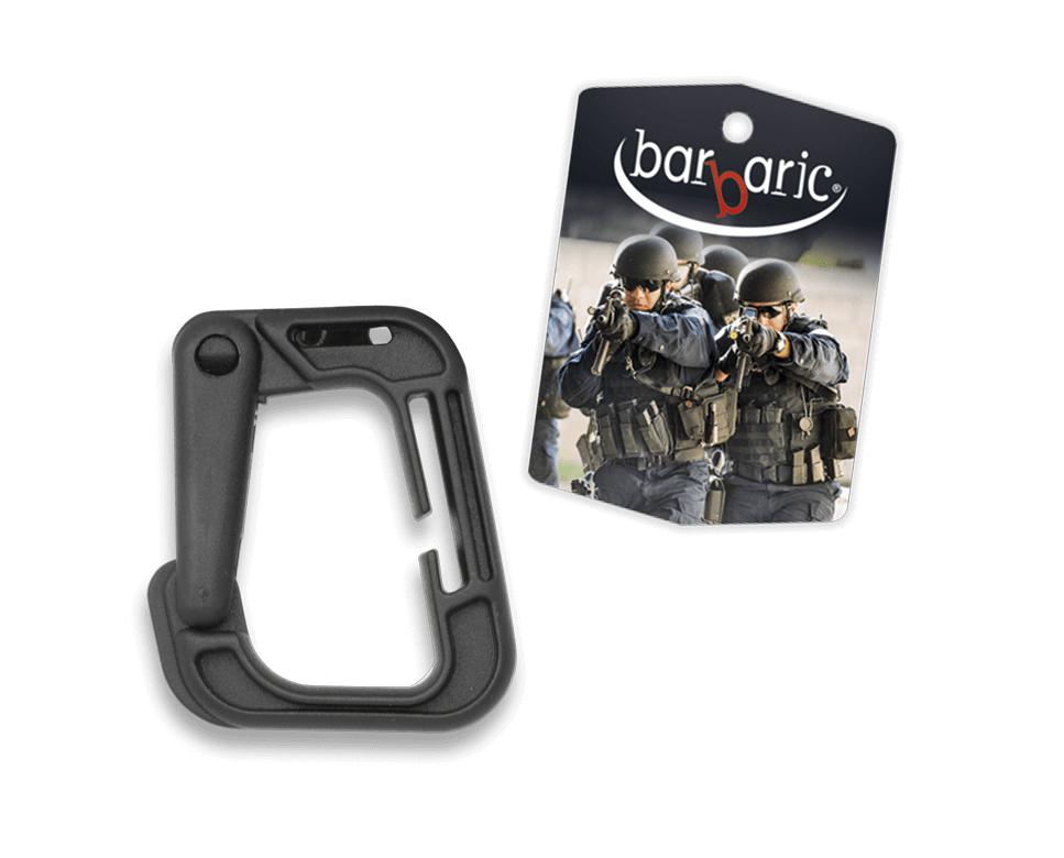 Mosquetón ABS de color negro de 5 cm de largo y 5,7 cm de ancho