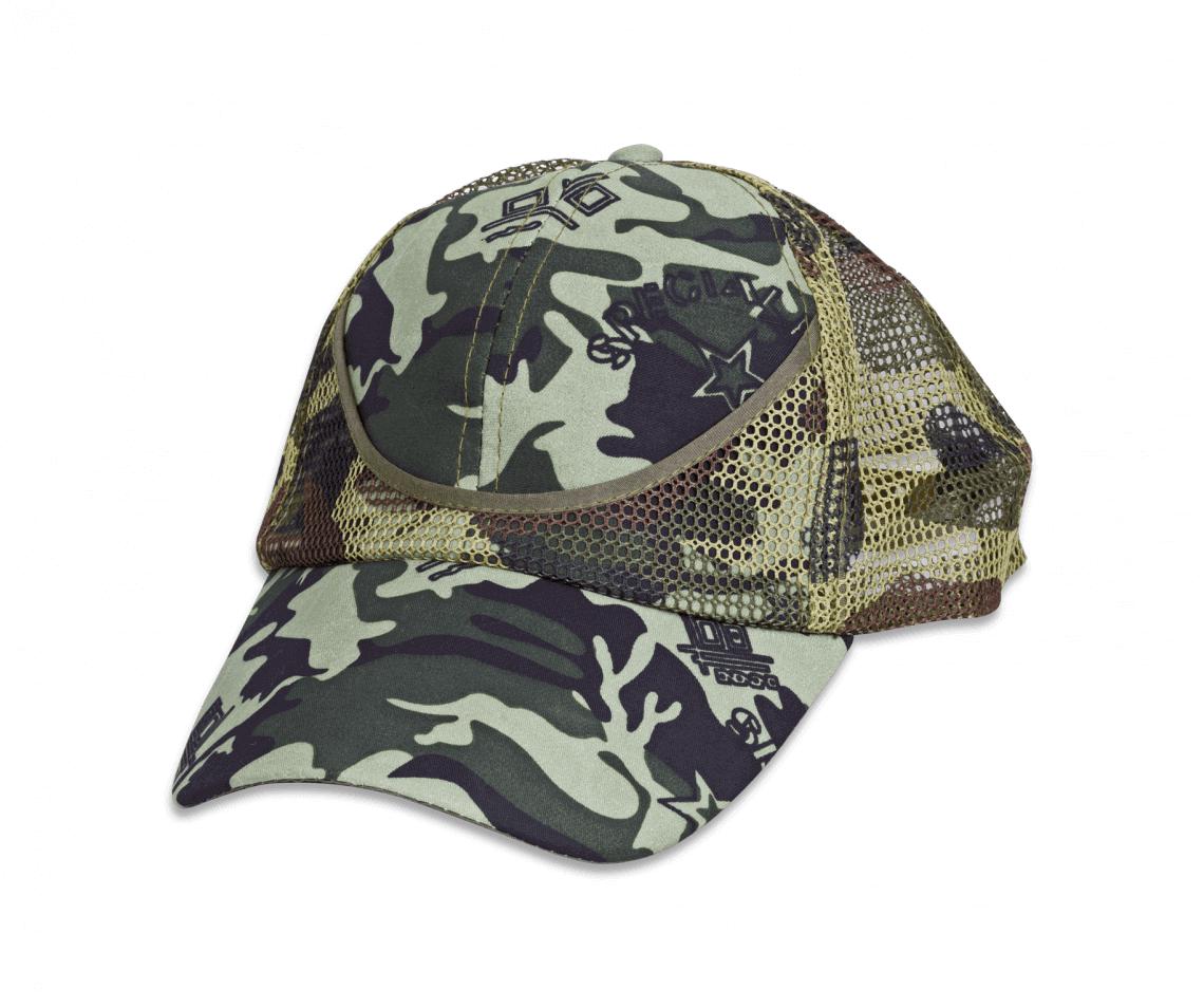 Gorra ajustable de camuflaje verde especial con rejilla