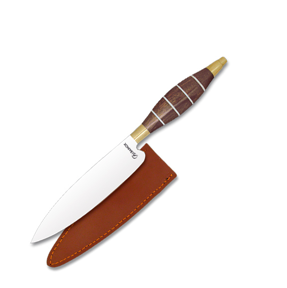 Cuchillo Canario con hoja de 15 cm y mango de madera y latón