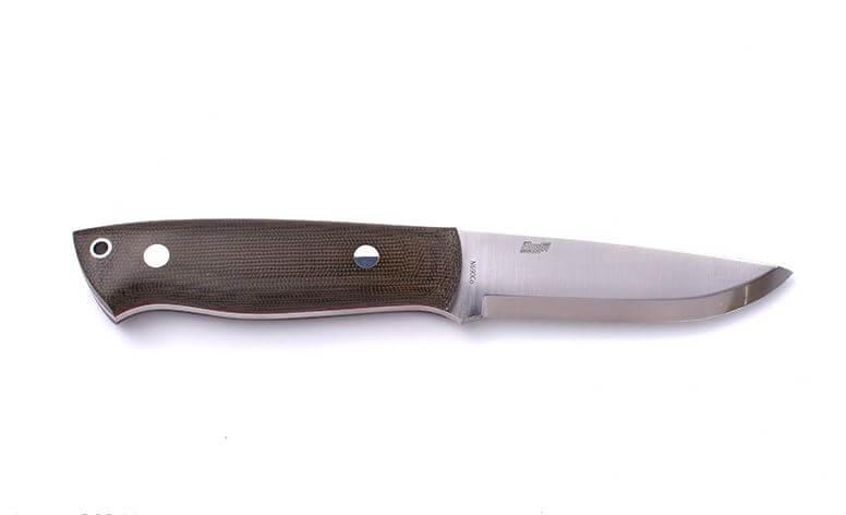 Cuchillo Bushcraft Brisa Trapper 95 scandi con mango de micarta verde y funda bushcraft