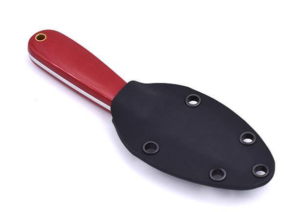 Cuchillo de cuello Brisa Necker 70 micarta roja funda kydex