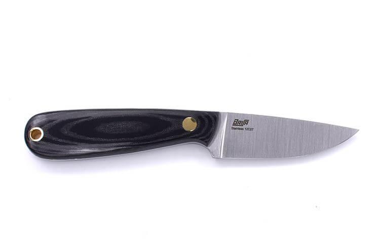 Cuchillo de cuello Brisa Necker 70 micarta negra con funda multiposición
