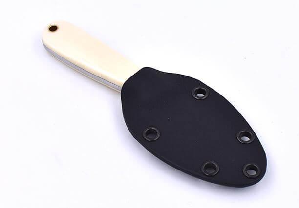 Cuchillo de cuello Brisa Necker 70 con puño de micarta marfil con funda kydex