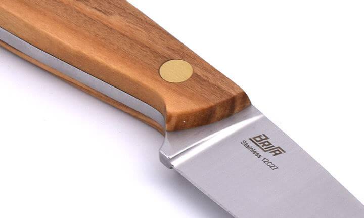 Neck Knife Brisa Necker 70 mit Olivenholzgriff mit Lederscheide