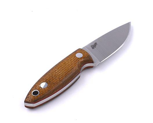 Brisa Scara 60 knife with RWL34 steel and mustard micarta