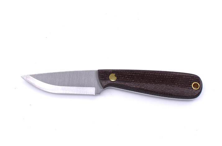 Brisa Necker 70 Scandi neck knife with bison micarta handle and multiposition sheath