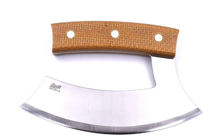 Cuchillo de cocina Brisa ULU 150 con mango de micarta mostaza