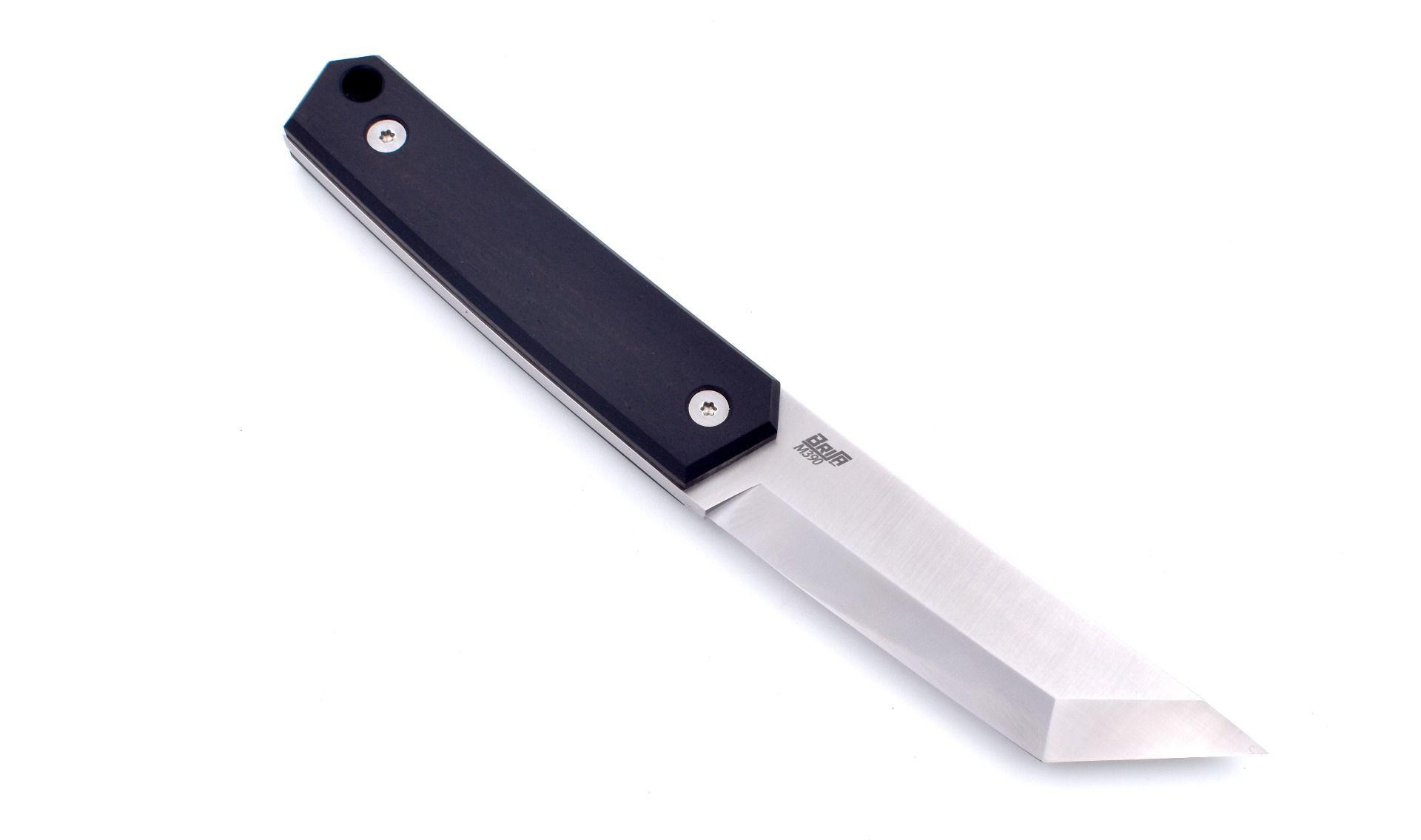 Brisa Kwaiken 90 M390 Ebony knife with cognac sheath