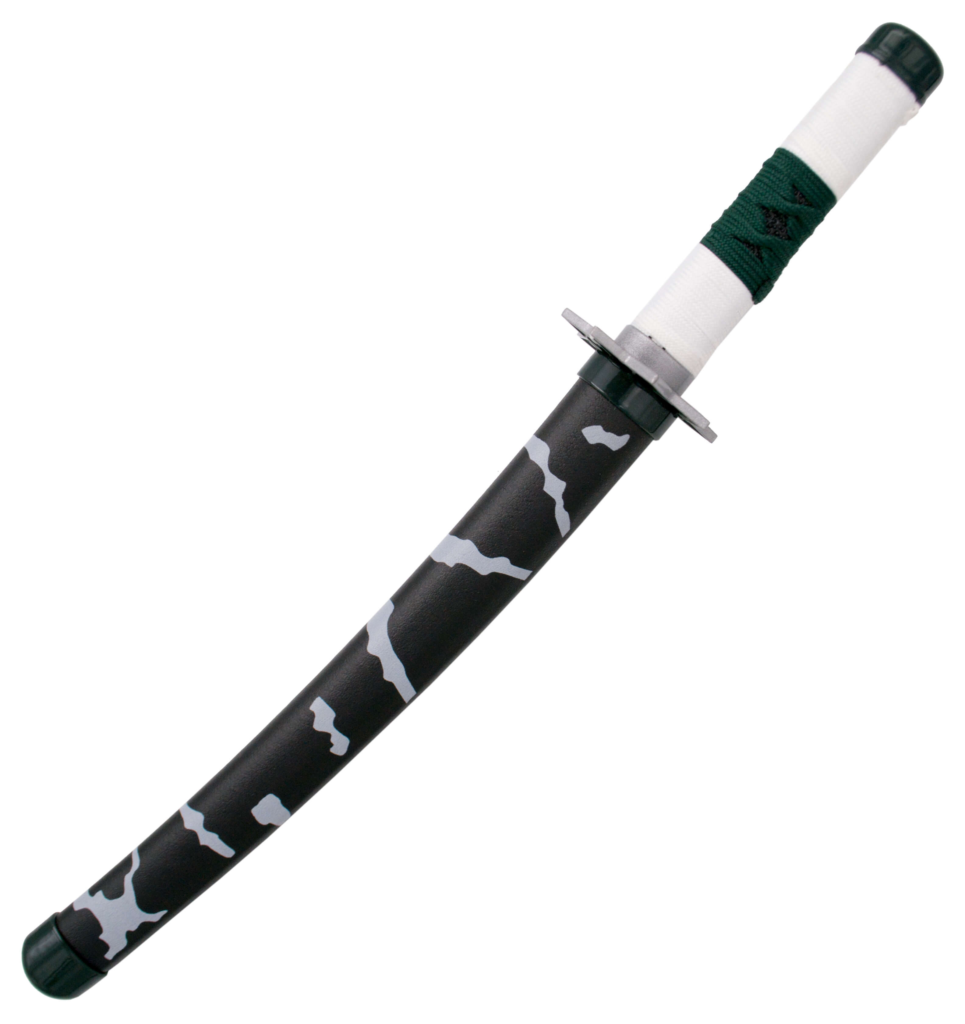 Mini Katana blanca, negra y verde de Shinazugawa Sanemi