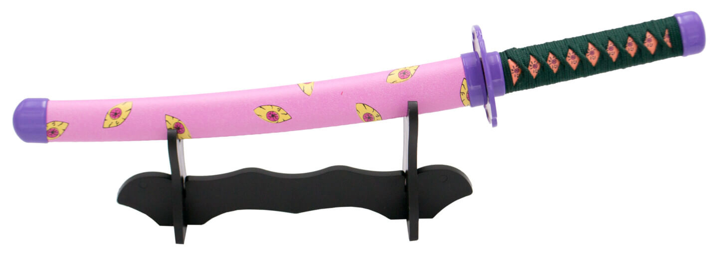 Tsugikumi Michikatsu Kokushibou mini katana rose avec décoration jaune